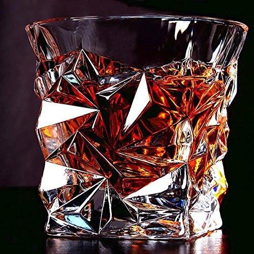 Diamond Crystal Cut Whiskey Glasses Set of 6 pcs- 300 ml Bar Glass for Drinking Bourbon, Whisky, Scotch, Cocktails, Cognac- Old Fashioned Cocktail Tumblers - CraftEmporio